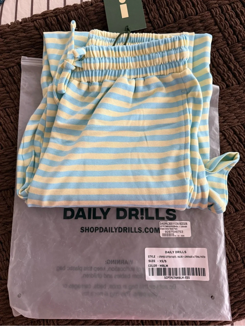 Daily Drills Blue & yellow Striped Drawstring Bottoms